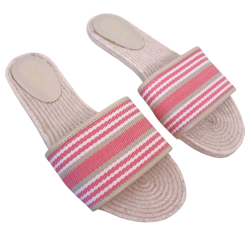J. CREW Factory Striped Slide Sandals in Pink Size 9 - Picture 4 of 10